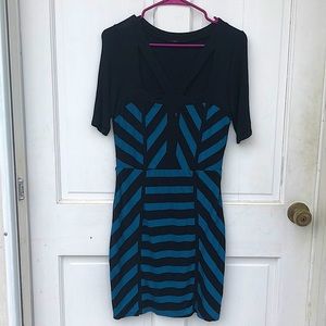 Blue striped long sleeve dress